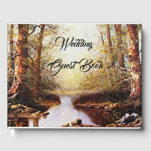 Forest Stream Mountains Wedding Guest Book