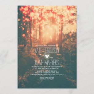 Forest String Lights Nature Inspired Wedding Invitation
