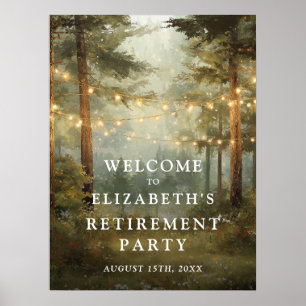 Forest String Lights Retirement Party Welcome Sign