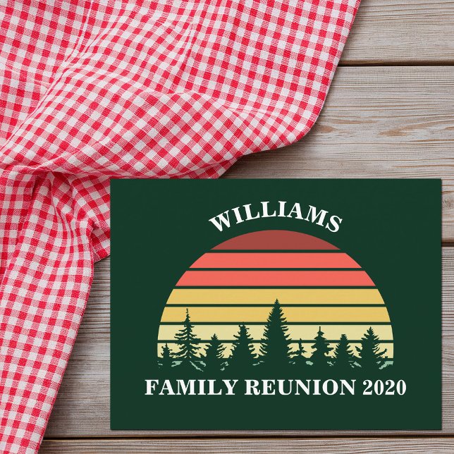Forest Sunset Camping Trip Custom Family Reunion Postcard (Creator Uploaded)