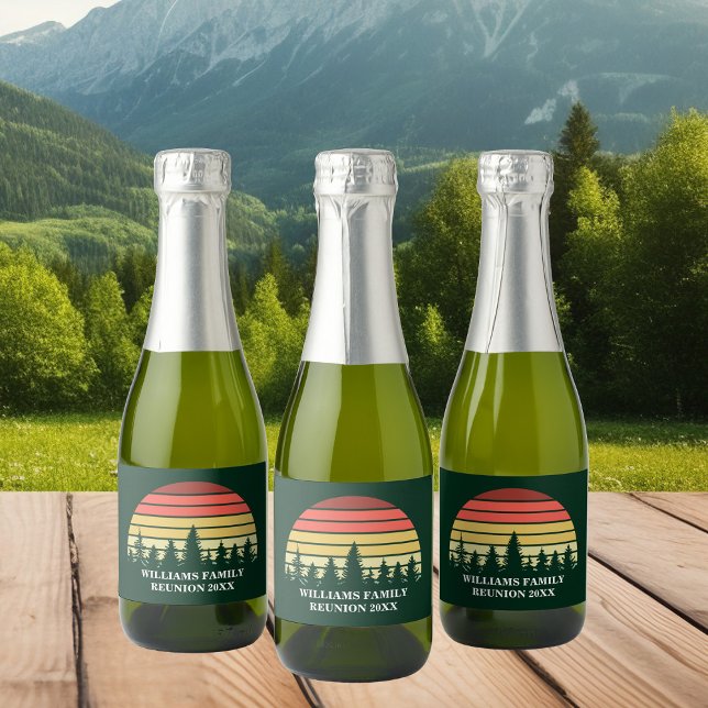 Forest Sunset Custom Family Reunion Party Mini Sparkling Wine Label (Creator Uploaded)