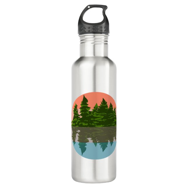 Forest Sunset Nature Pine Trees 710 Ml Water Bottle (Front)