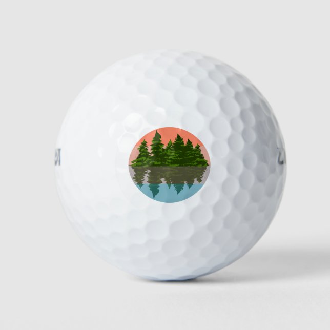 Forest Sunset Nature Pine Trees Golf Balls (Front)