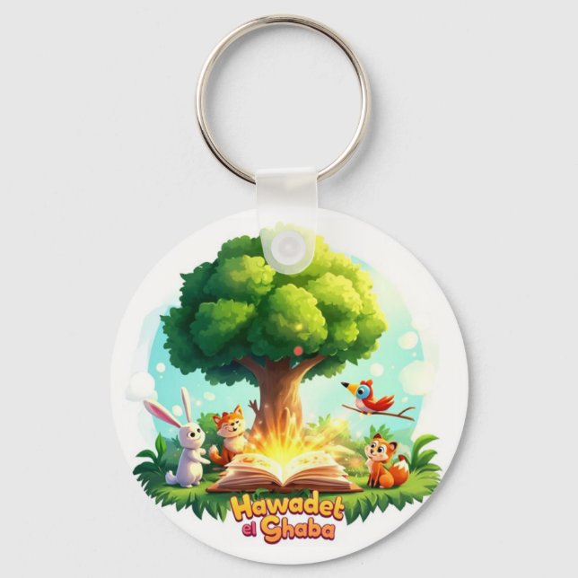 "Forest Tales Keychain – Enchanted Woodland Story (Front)