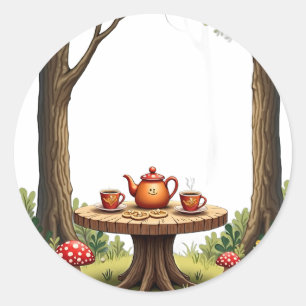 Forest Tea Party Classic Round Sticker