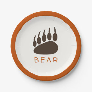 Forest Theme Birthday Party Paper Plates - Bear