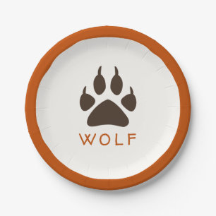 Forest Theme Birthday Party Paper Plates - Wolf