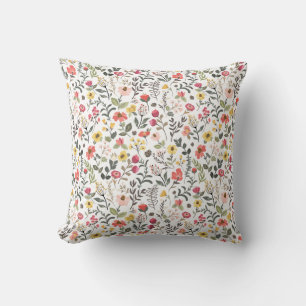 Forest Thicket Mountain Wildflowers Floral Design Cushion