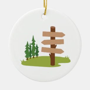 Forest Trail Sign Ceramic Ornament