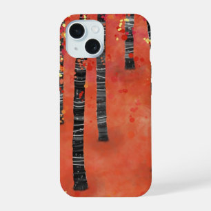 Forest Tree Abstract Red iPhone 15 Case