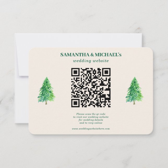Forest Tree Christmas | QR Wedding Details RSVP (Front)