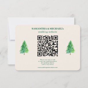 Forest Tree Christmas QR Wedding Details RSVP Card