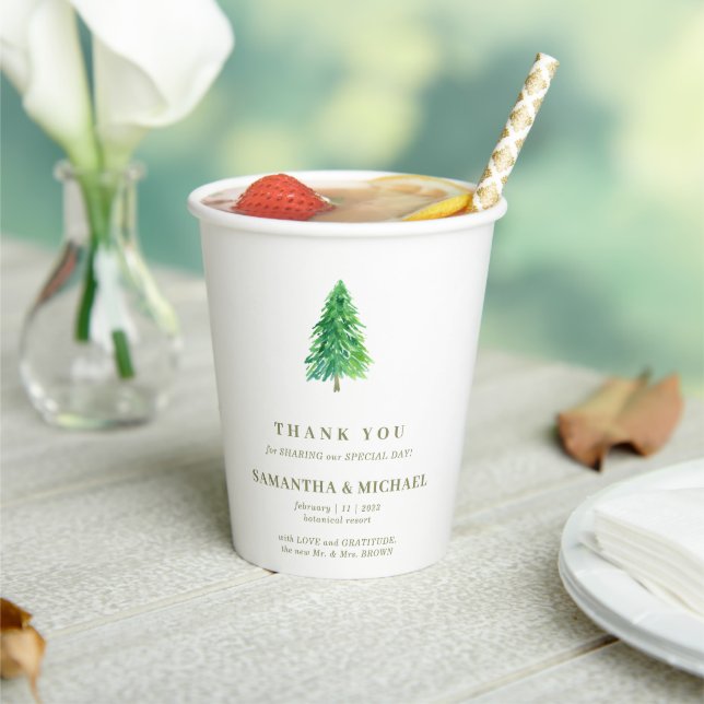Forest tree Flower Minimal Drink Wedding Paper Cups (Insitu)