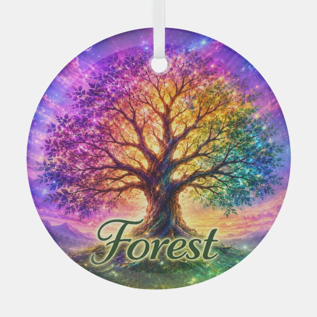 Forest Tree of Life Glass Tree Decoration (Front)