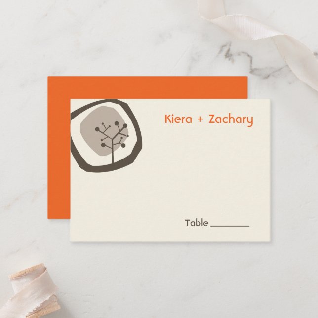 Forest Tree Ring Modern Fall Autumn Wedding Party Place Card (Front/Back In Situ)