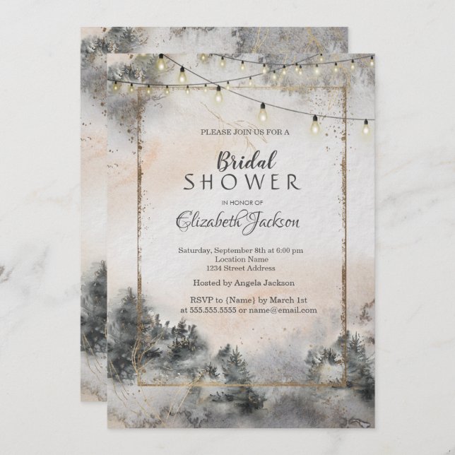 Forest Tree String Lights  Invitation (Front/Back)