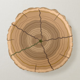 Forest tree trunk stump round cushion