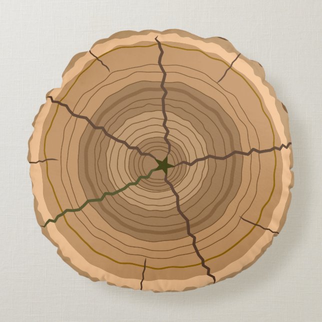 Forest tree trunk stump round cushion (Front)