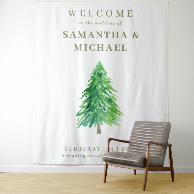 Forest TREE Welcome to the wedding Flower Tapestry (In Situ)