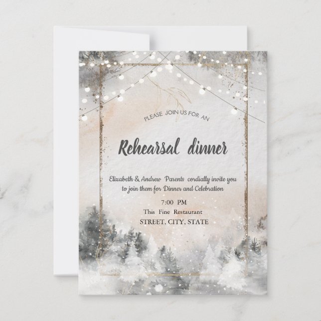 Forest Tree Woodland Rehearsal Dinner Invitation (Front)