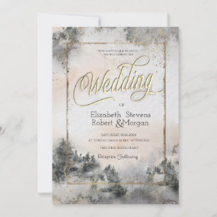 Forest Tree Woodland String Lights Wedding Invitation