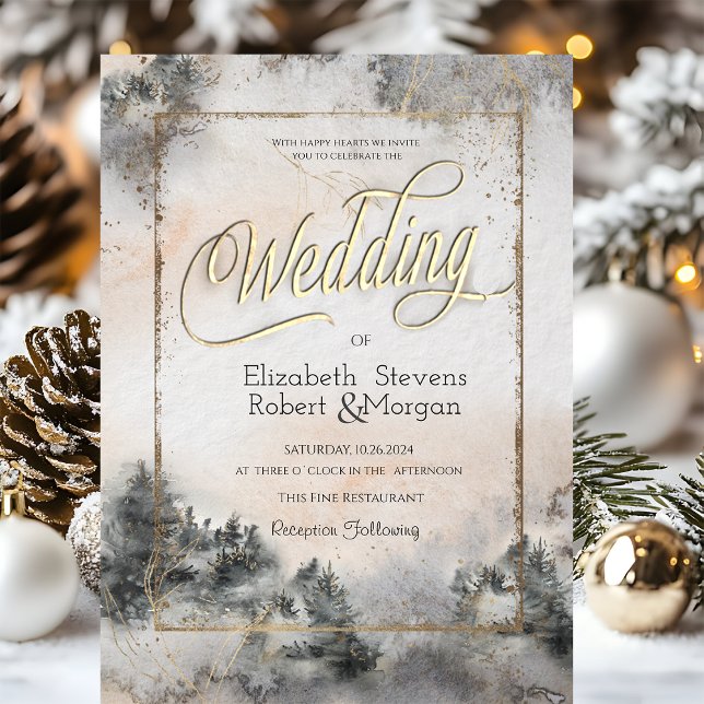 Forest Tree Woodland String Lights Wedding Invitation (Creator Uploaded)