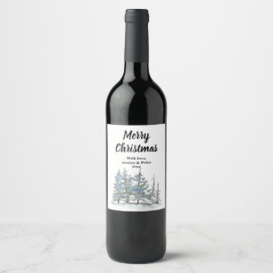 Forest trees Christmas Wine Label
