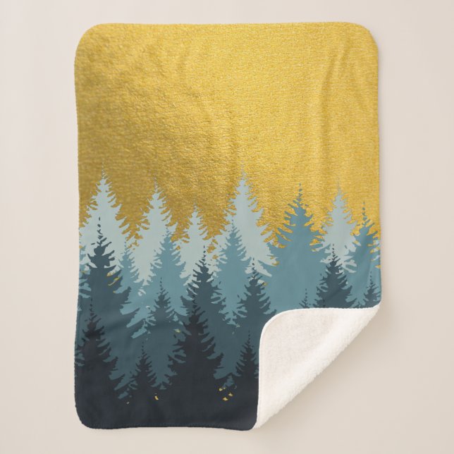 Forest Trees Golden Landscape   Sherpa Blanket (Front)