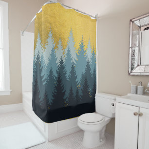 Forest Trees Golden Landscape   Shower Curtain