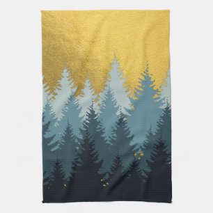 Forest Trees Golden Landscape  Tea Towel