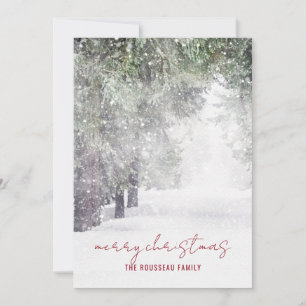 Forest Trees In Winter Snow Christmas Holiday Card