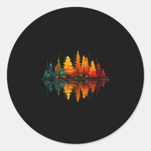 Forest trees lake reflection wildlife outdoor classic round sticker