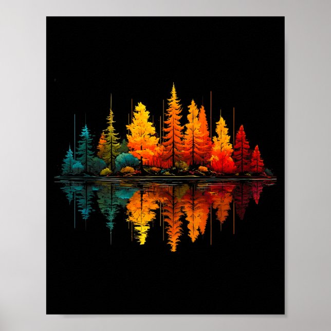 Forest trees lake reflection wildlife outdoor poster (Front)