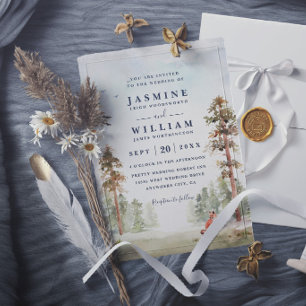 Forest Trees Landscape Rustic Elegant Wedding Invitation