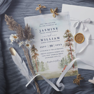 Forest Trees Landscape Rustic Elegant Wedding Invitation