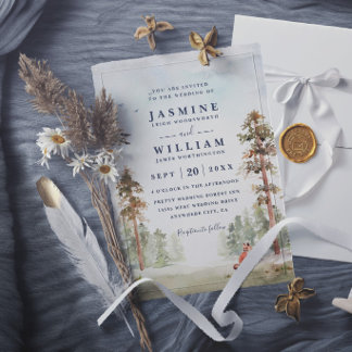 Forest Trees Landscape Rustic Elegant Wedding Invitation