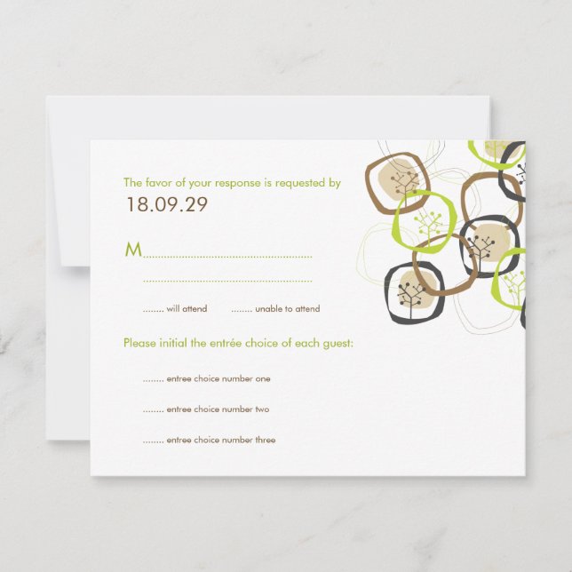 Forest Trees & Rings Wedding (R) RSVP Reply Card (Front)