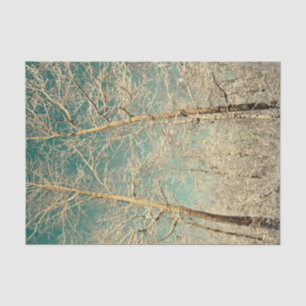Forest Trees Teal Sky Winter Woodland Tissue Paper