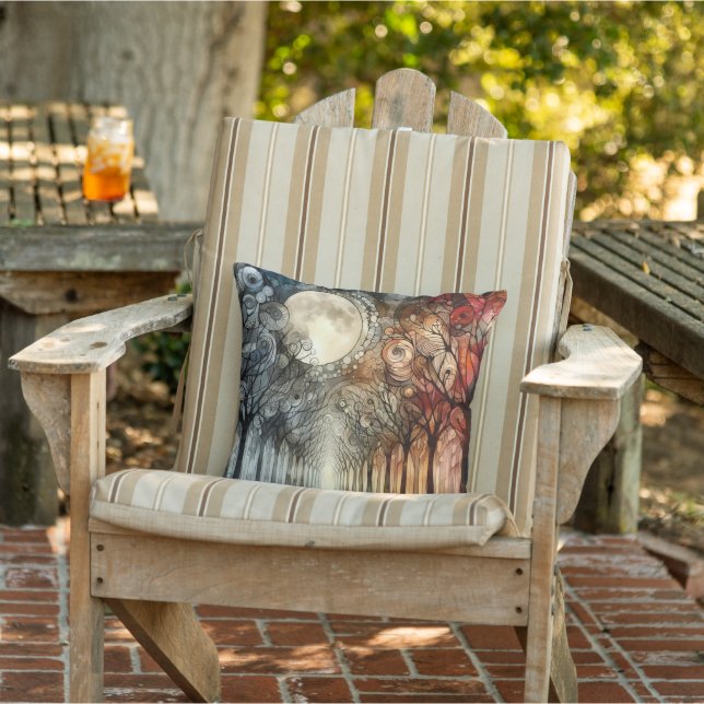 Forest trees under Full Moon Cushion (Chair)