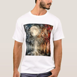 Forest trees under full moon T-Shirt