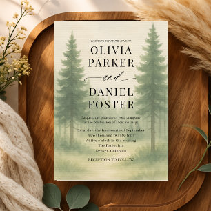 Forest Trees Watercolor Destination Wedding  Invitation