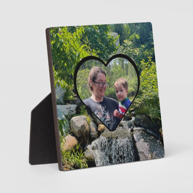forest trees waterfall greenery heart template plaque (Front)