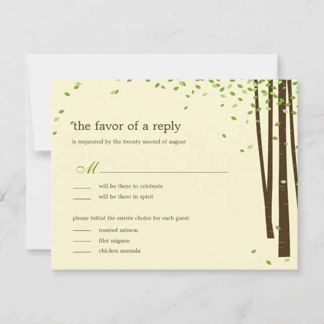 Forest Trees Wedding Invitations - Green (Front)