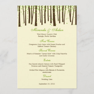 Forest Trees Wedding Menu Card - Green -