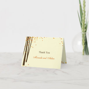 Forest Trees Wedding Thank You Card - Orange