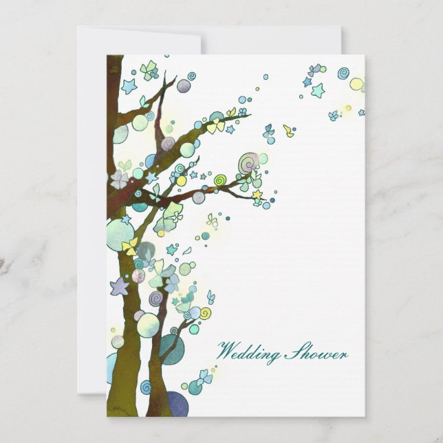 Forest Trees White Wedding Couples Shower Invitation (Front)