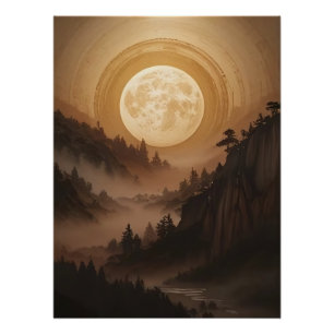 Forest Under Moonlight Poster