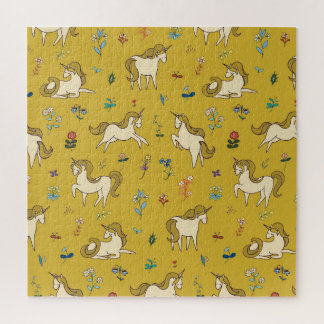 Forest Unicorn: Vintage Floral Pattern Jigsaw Puzzle
