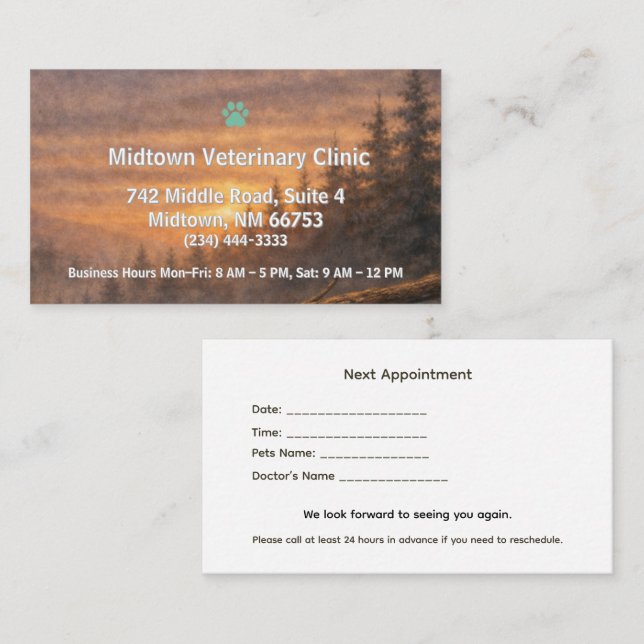 Forest Veterinary Appointment Reminder Card (Front/Back)