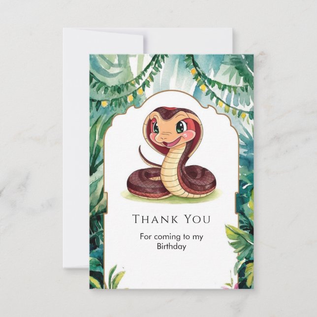 Forest Viper Snake Birthday Thank You Card (Front)